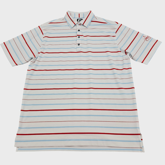 FootJoy Shirt Mens Large Golf Polo Stripes Plantation Course Edisto White Red - Picture 3 of 15